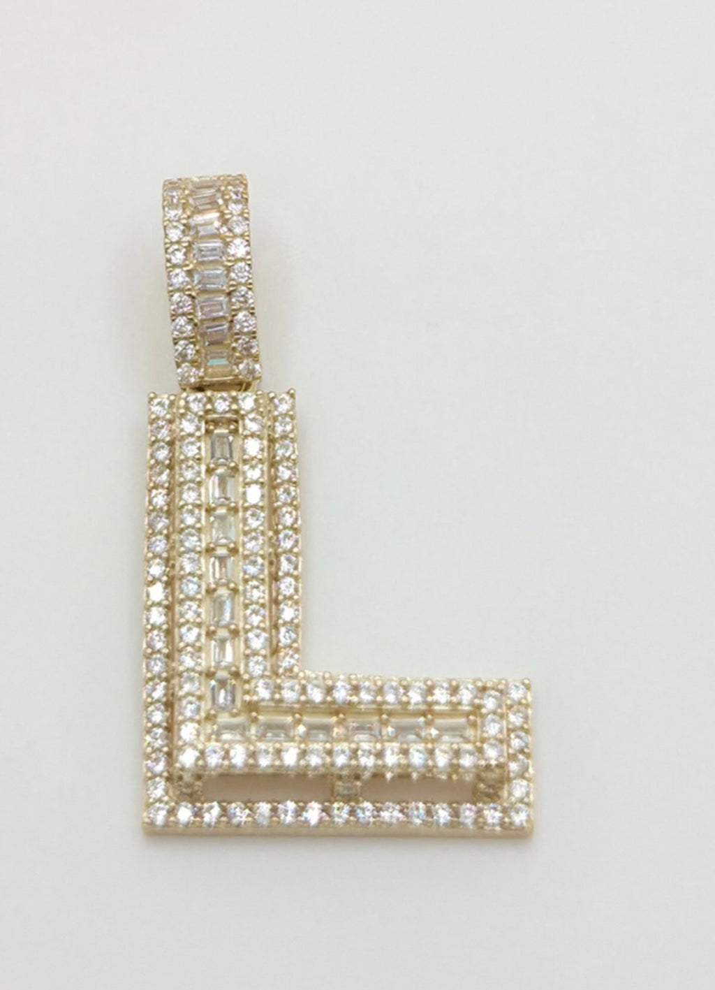 10K MEDIUM CZ "L" LETTER PENDANT – JY Jewelry Wholesale