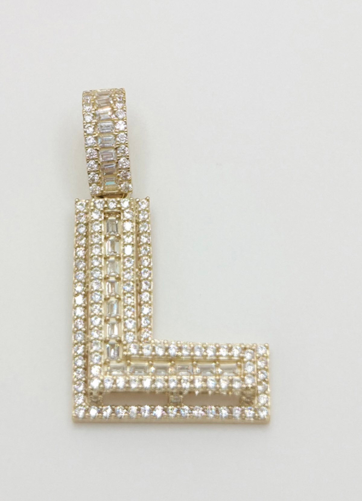 10K MEDIUM CZ "L" LETTER PENDANT – JY Jewelry Wholesale