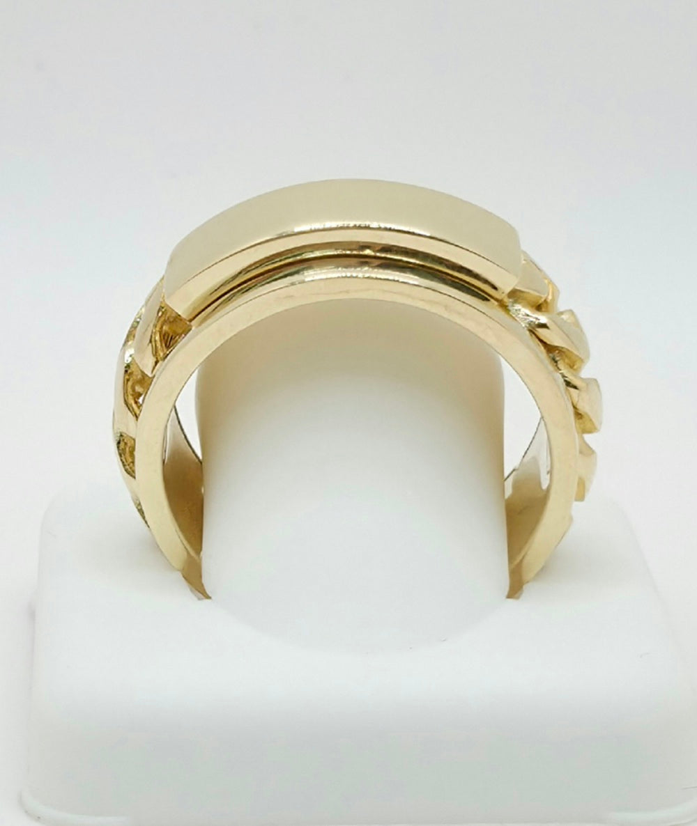 10K CHAIN WITH PLATE DESIGN SPINNING RING – 12.5 – JY Jewelry Wholesale