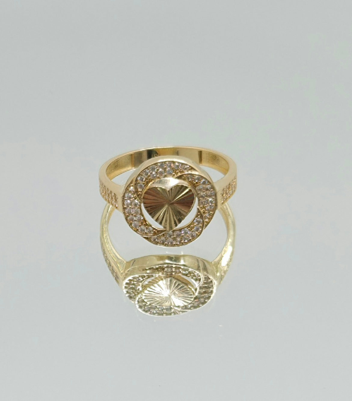 14K CZ ROUND HEART INSIDE RING – 8.5 – JY Jewelry Wholesale