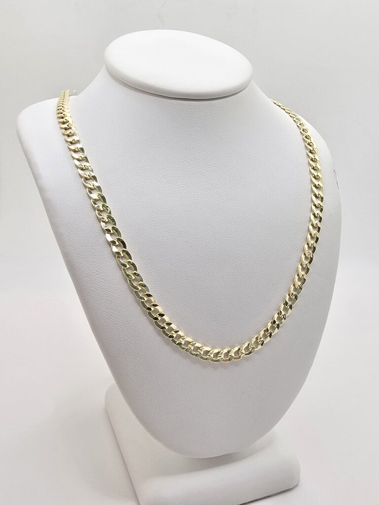 14K HOLLOW CUBAN CURB FLAT CHAIN – 4MM 18" – JY Jewelry Wholesale