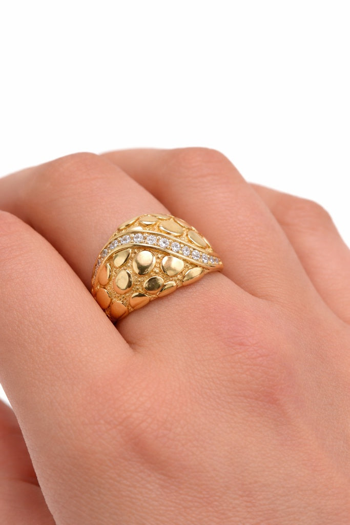14K BEAUTIFUL RING WITH DETAILS OF NUGGET – 8 – JY Jewelry Wholesale