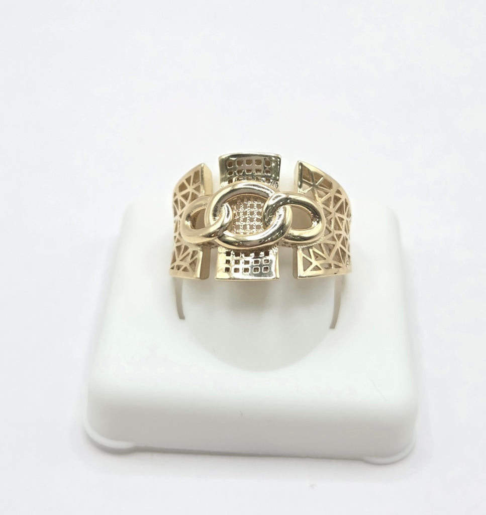 10K FANCY SILHOUETTES BACK DESIGN CHAIN DETAIL CENTER RING – 8-9 – JY Jewelry Wholesale