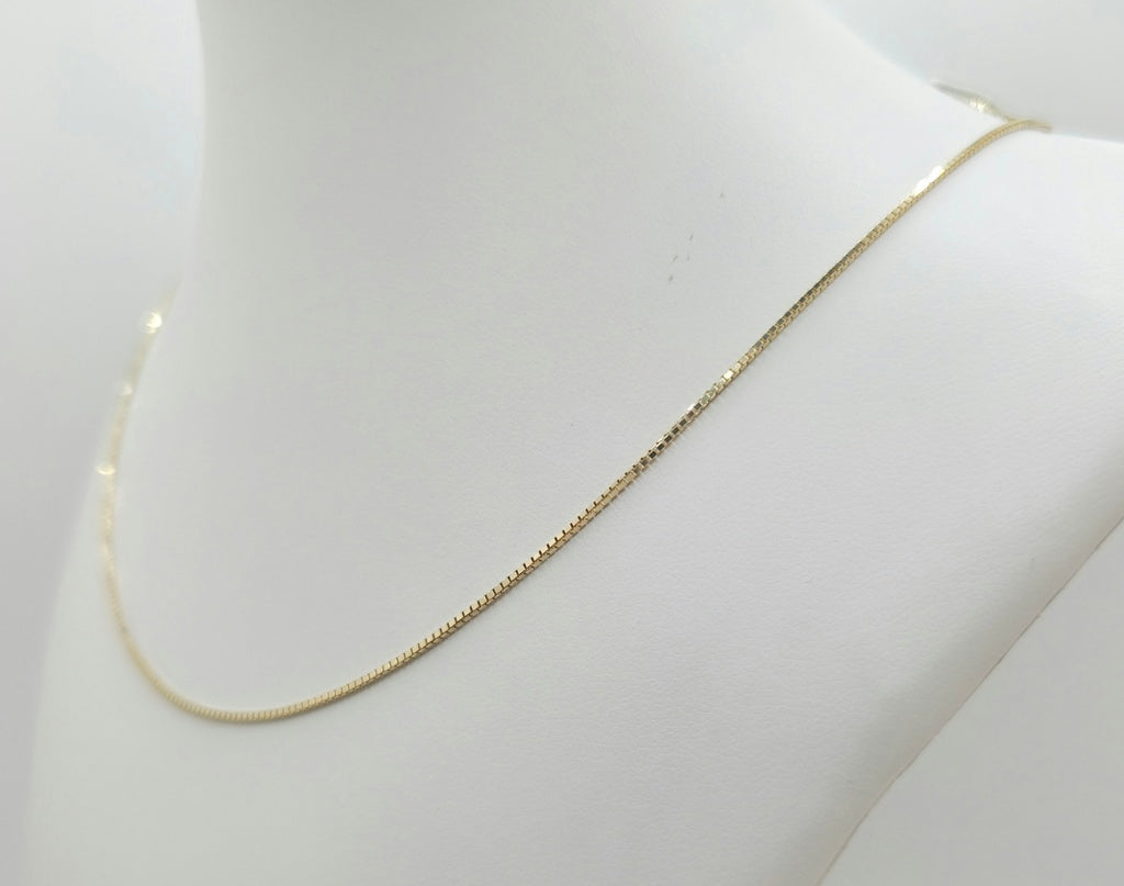 10K BOX CHAIN – 22" 0.8MM – JY Jewelry Wholesale
