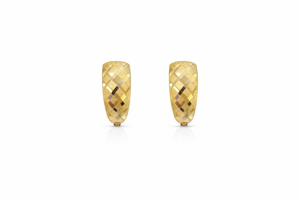 14K VINTAGE BASKET WEAVE DESIGN ALMOND OMEGA BACK EARRINGS – SMALL – JY Jewelry Wholesale