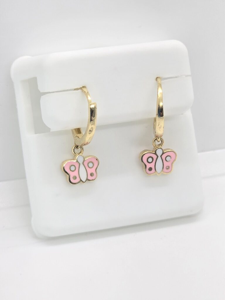 10K PINK BUTTERFLY HOOP EARRINGS – JY Jewelry Wholesale