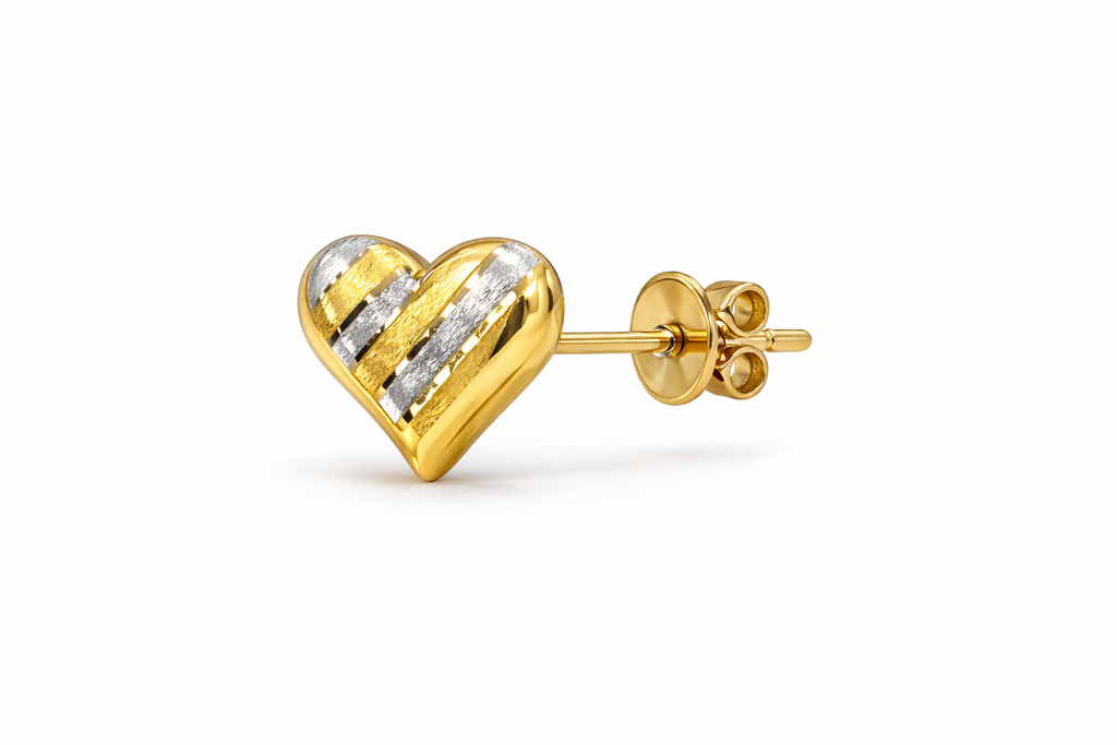 10K TWO TONE HEART EARRINGS – SMALL – JY Jewelry Wholesale