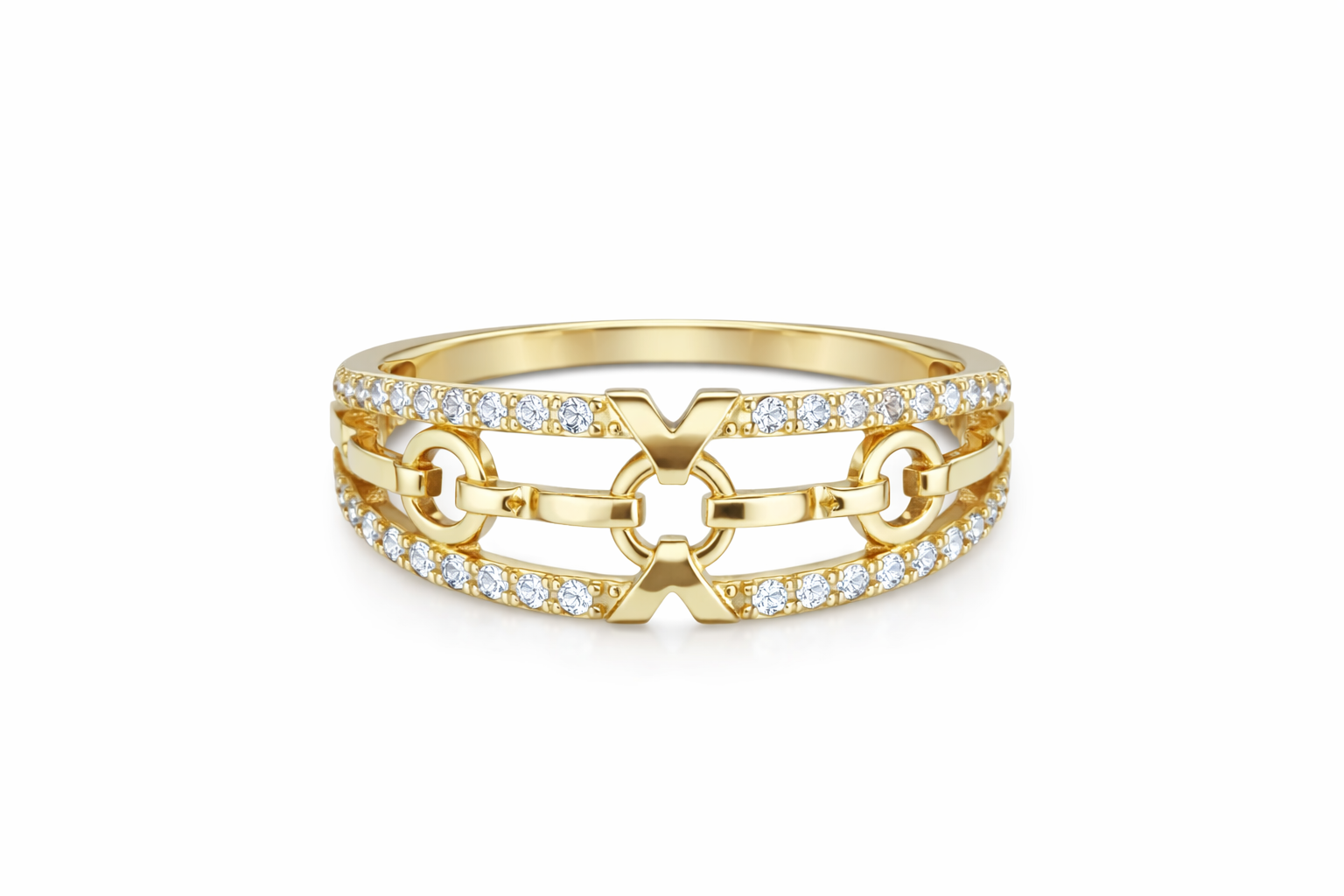 10K CZ FRAME OVAL CHAIN RING – 7 – JY Jewelry Wholesale