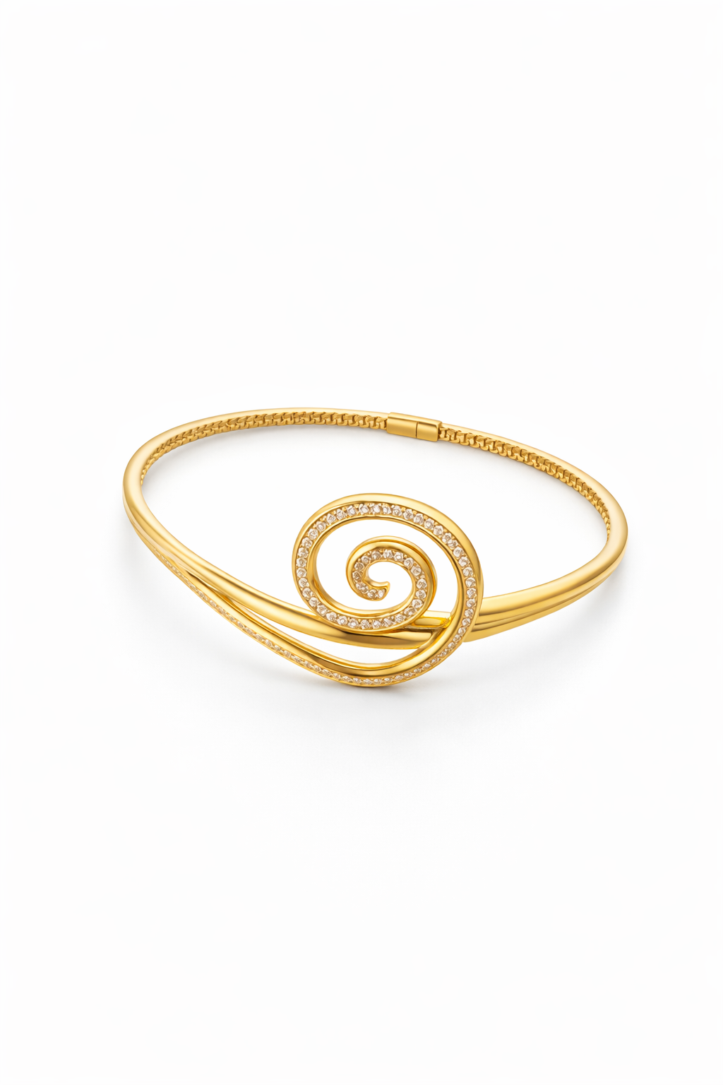 10K ELEGANT CZ SPRIRAL DESIGN BANGLE – JY Jewelry Wholesale