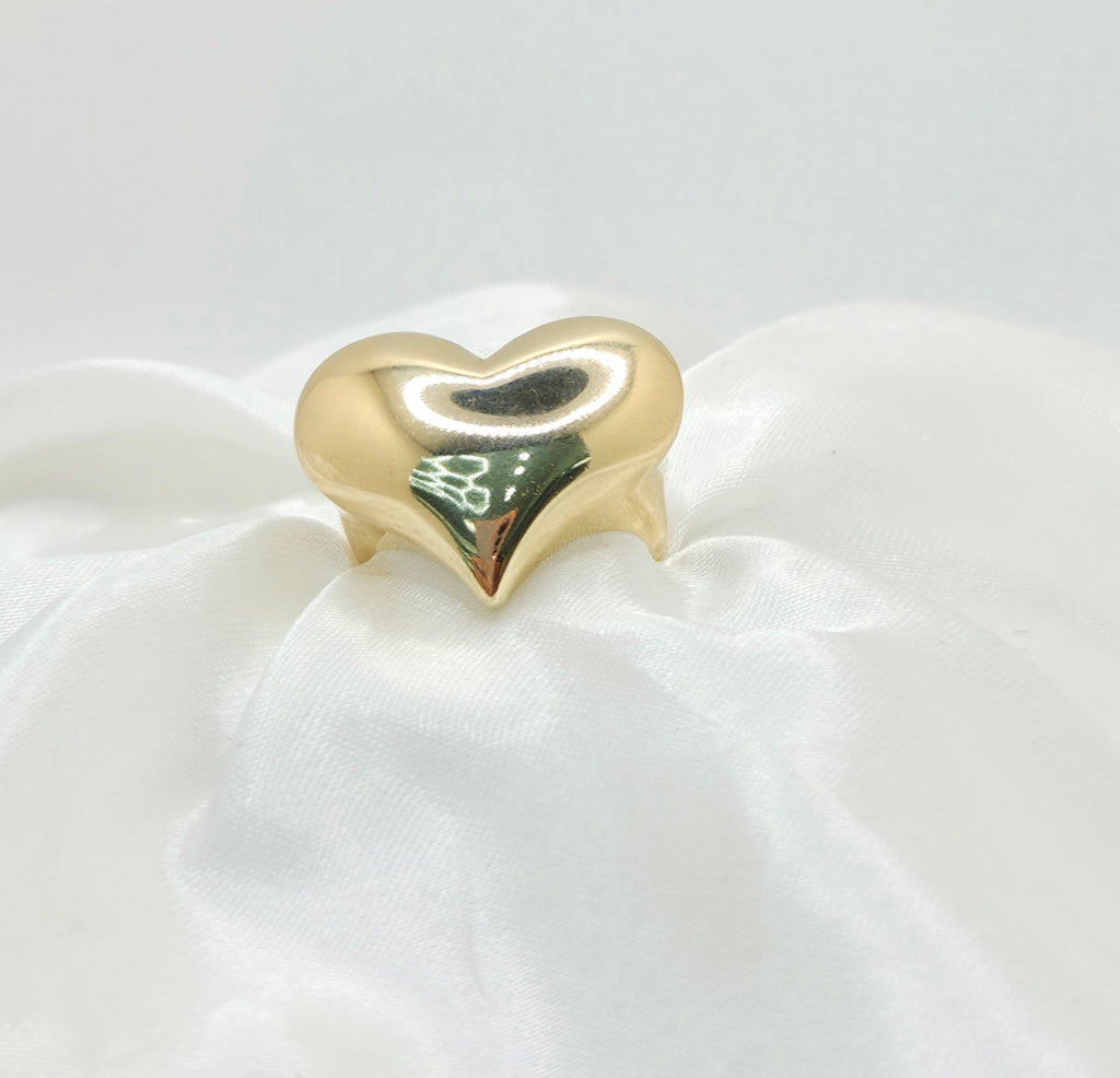 10K BIG FANCY PLAIN HEART RING – 7 – JY Jewelry Wholesale