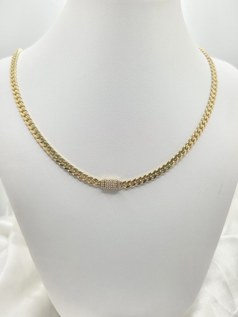 10K SOLID MIAMI CUBAN CHAIN CZ LOCK – 24" 4MM – JY Jewelry Wholesale