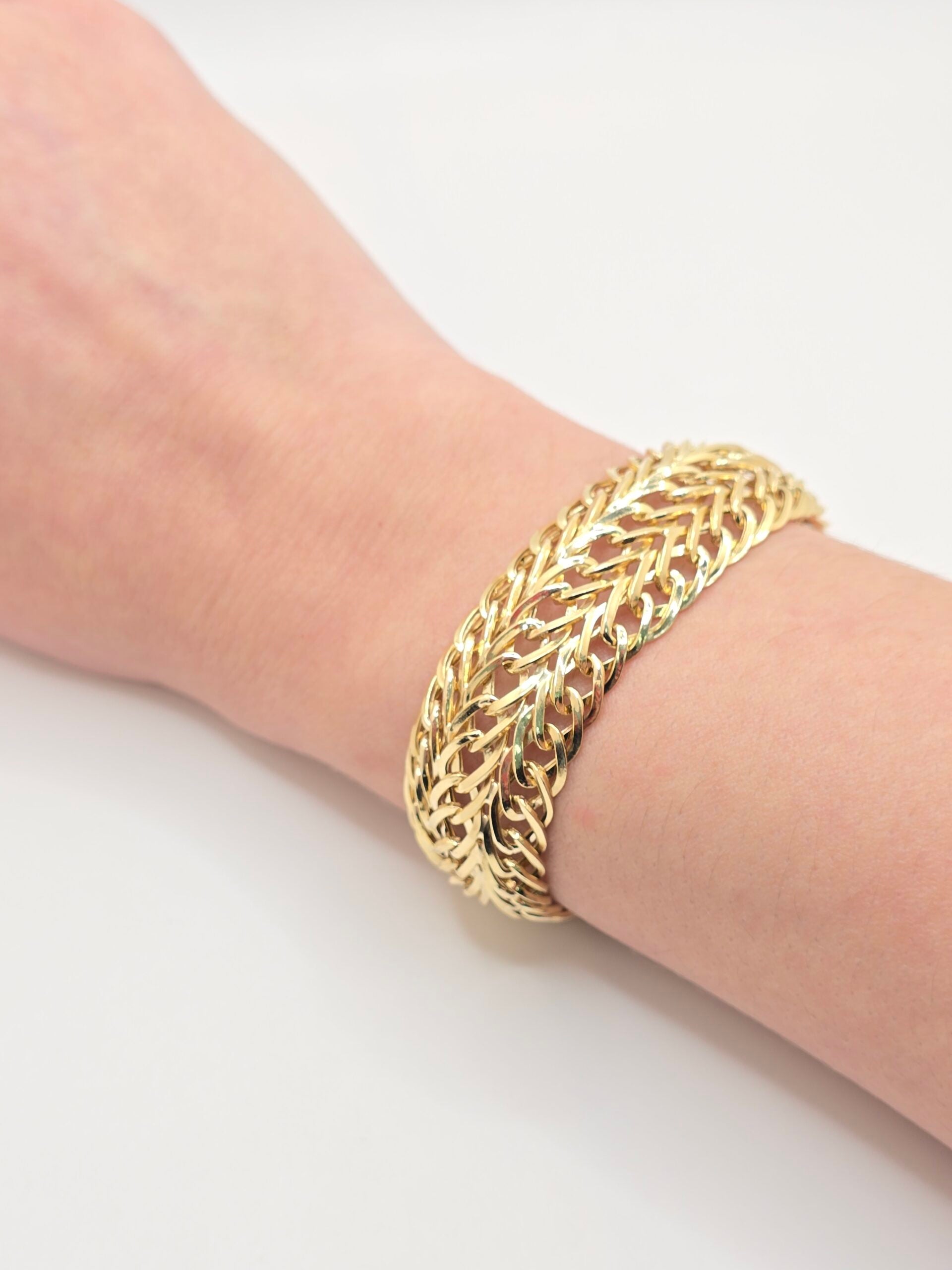 10K TRIPLE ROW CURB BRACELET – 8" – JY Jewelry Wholesale