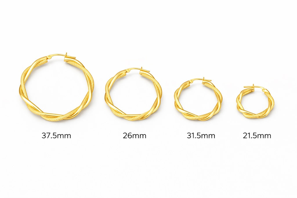 10K DOUBLE CROKED PLAIN & SATIN HOOPS EARRINGS – 4MM X 37.5MM – JY Jewelry Wholesale