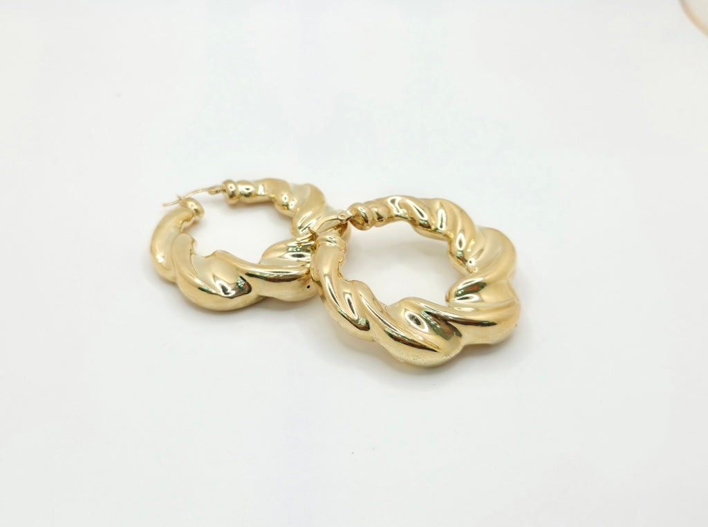 10K LARGE MODERN WAVES DESIGN HOOPS EARRINGS – JY Jewelry Wholesale