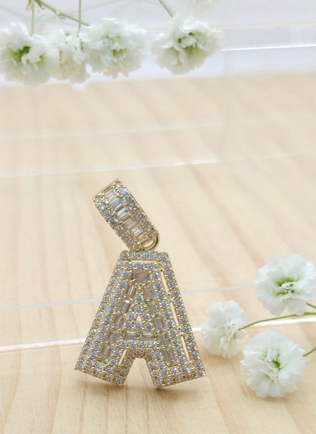 10K MEDIUM CZ "A" LETTER PENDANT – JY Jewelry Wholesale