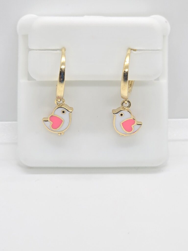 10K WHITHE&GREY LITTLE BIRD HOOP EARR – JY Jewelry Wholesale