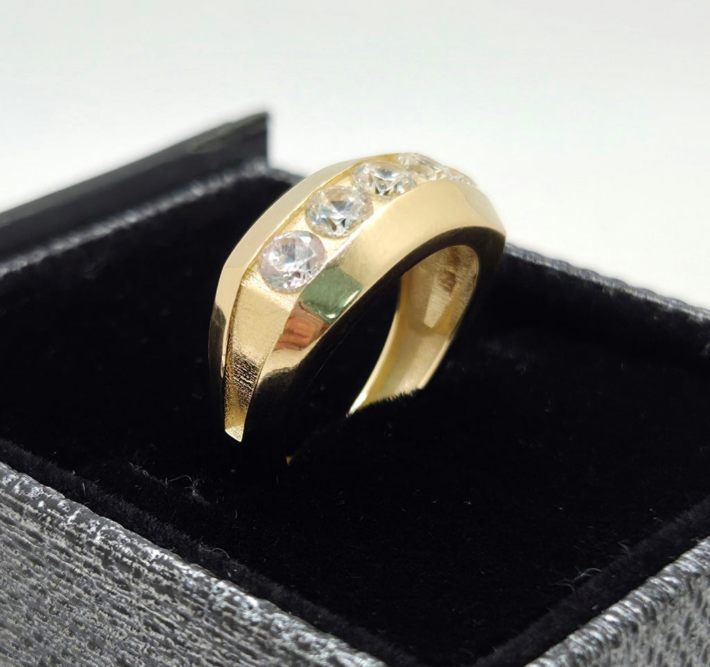 14K CZ WEDDING BAND MEN'S RING – 7 – JY Jewelry Wholesale