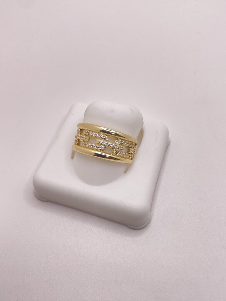 10K CLASSIC CHAIN ??STYLE RING WITH ZIRCONIA IN THE CENTER – 8 – JY Jewelry Wholesale