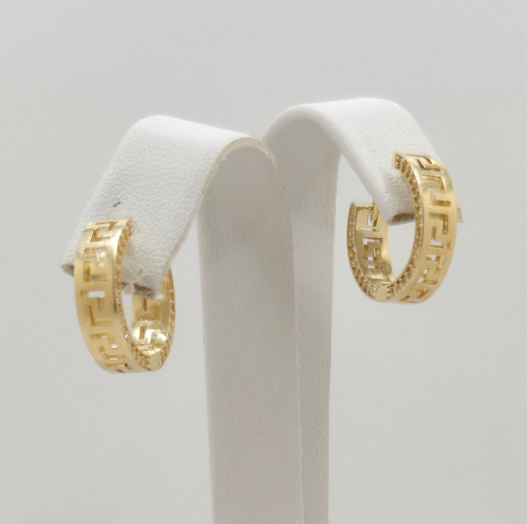 10K GREEK STYLE HOOPS EARRINGS CZ – SMALL – JY Jewelry Wholesale
