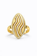 14K MODERN CZ DETAIL ALMOND DESIGN RING – 8 – JY Jewelry Wholesale