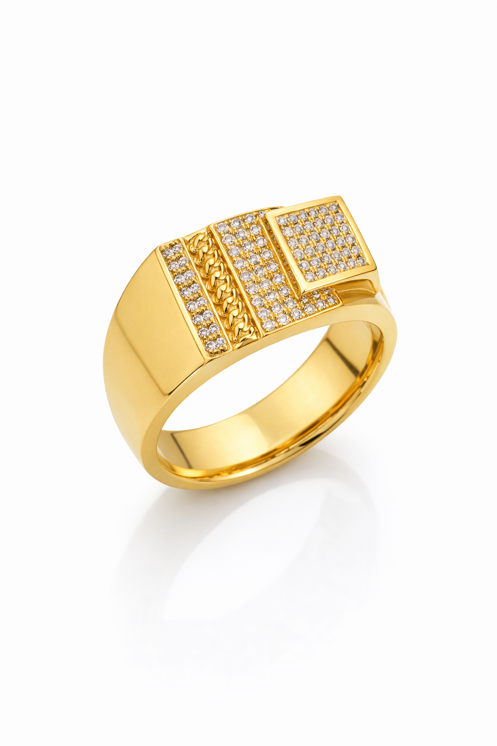 14K CZ DETAILS SQUARES DESIGN MAN'S RING – 12 – JY Jewelry Wholesale