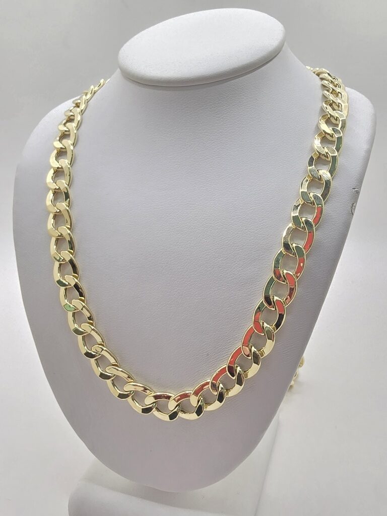 10K HOLLOW CUBAN CURB FLAT – 22" 11MM – JY Jewelry Wholesale