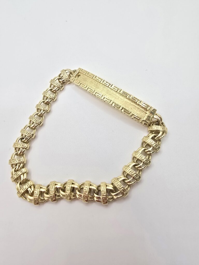 10K ID GREEK STYLE BRACELET – 8" – JY Jewelry Wholesale
