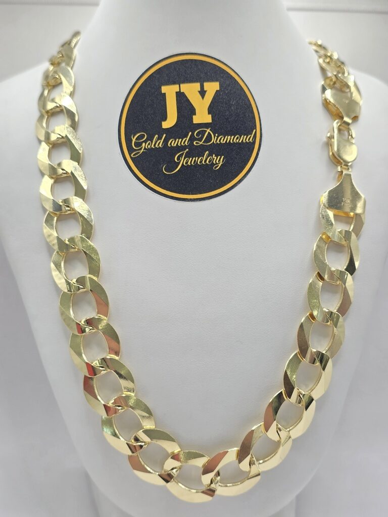 10K SOLID CUBAN CURB FLAT CHAIN – 24" 16MM – JY Jewelry Wholesale