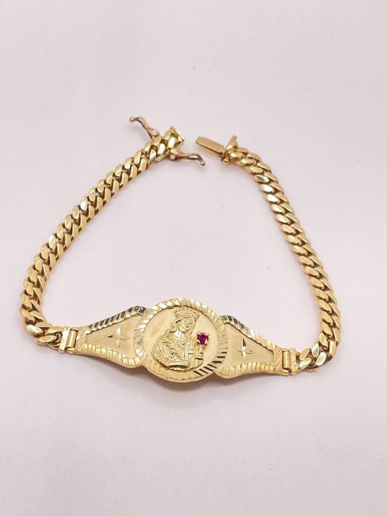 10K VIRGIN MARY CUBAN LINK BRACELET – 7.5" 5MM – JY Jewelry Wholesale