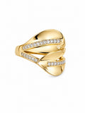14K MODERN TWO LEAVES DESIGN CZ DETAILS RING – 8 – JY Jewelry Wholesale