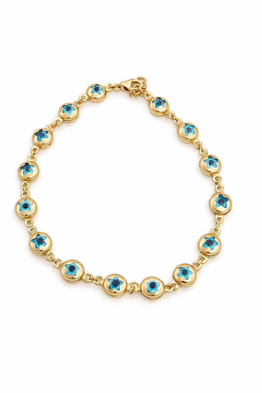 14K ROUND BLUE EYE BRACELET – 7.5-8" – JY Jewelry Wholesale