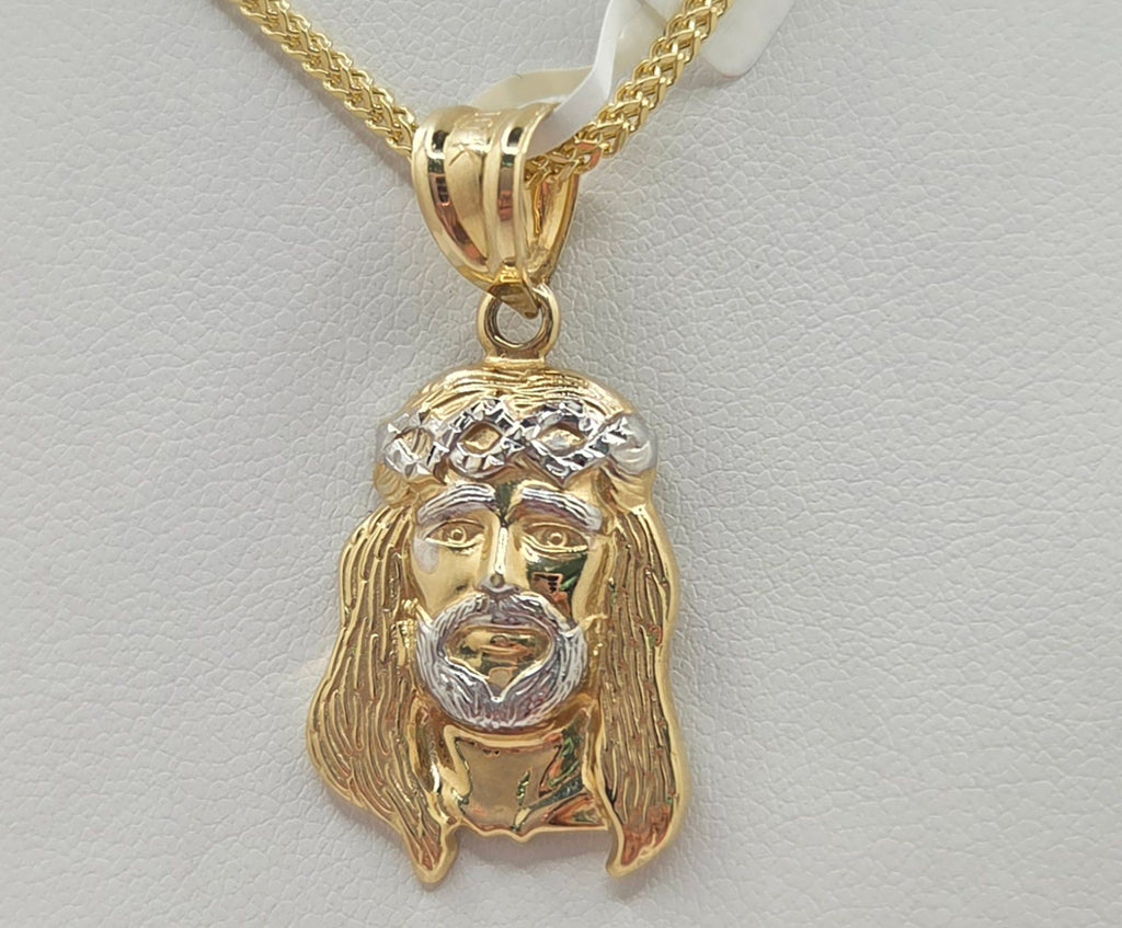 10K TWO TONE JESUS FACE PENDANT – SMALL – JY Jewelry Wholesale