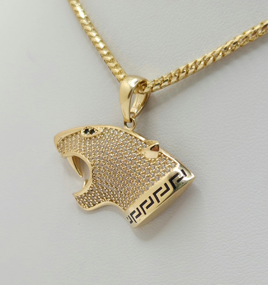 14K CZ GREEK DETAIL TIGER FACE PENDANT – JY Jewelry Wholesale
