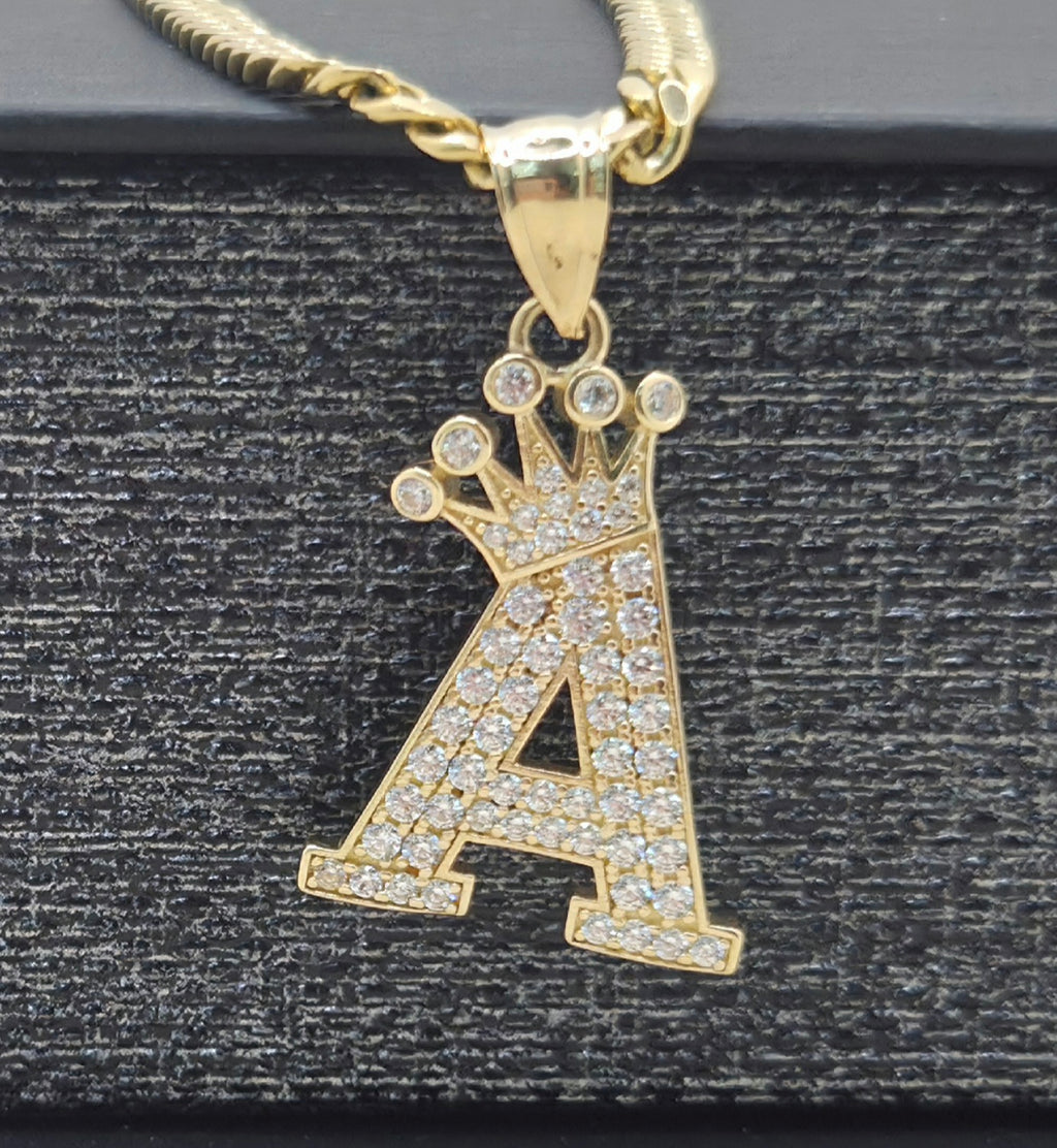 14K crowned letter A pendant – 17.2X25MM – JY Jewelry Wholesale