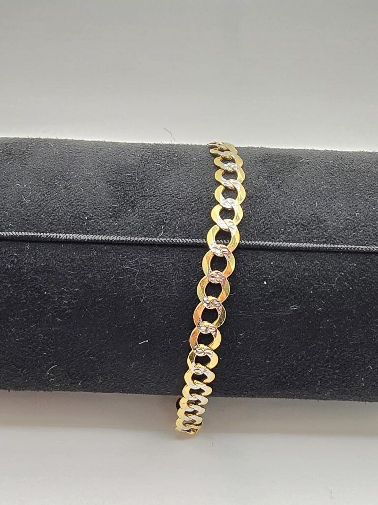 14K TWO TONE CUBAN CURB FLAT BRACELET – 8" 6MM – JY Jewelry Wholesale