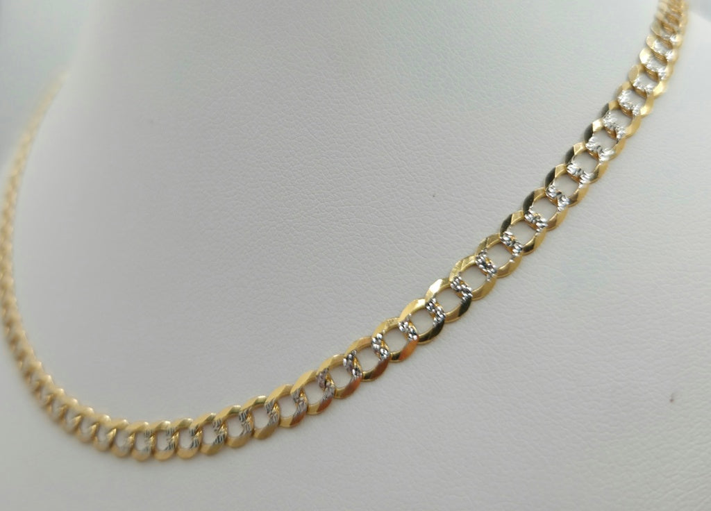 10K TWO TONE CUBAN CURB FLAT CHAIN – 20" 5MM – JY Jewelry Wholesale