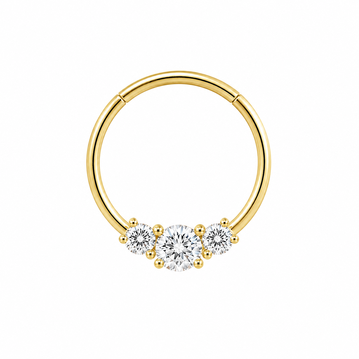 10K THREE STONES HOOP PIERCING – S REF-170309/0000 – JY Jewelry Wholesale