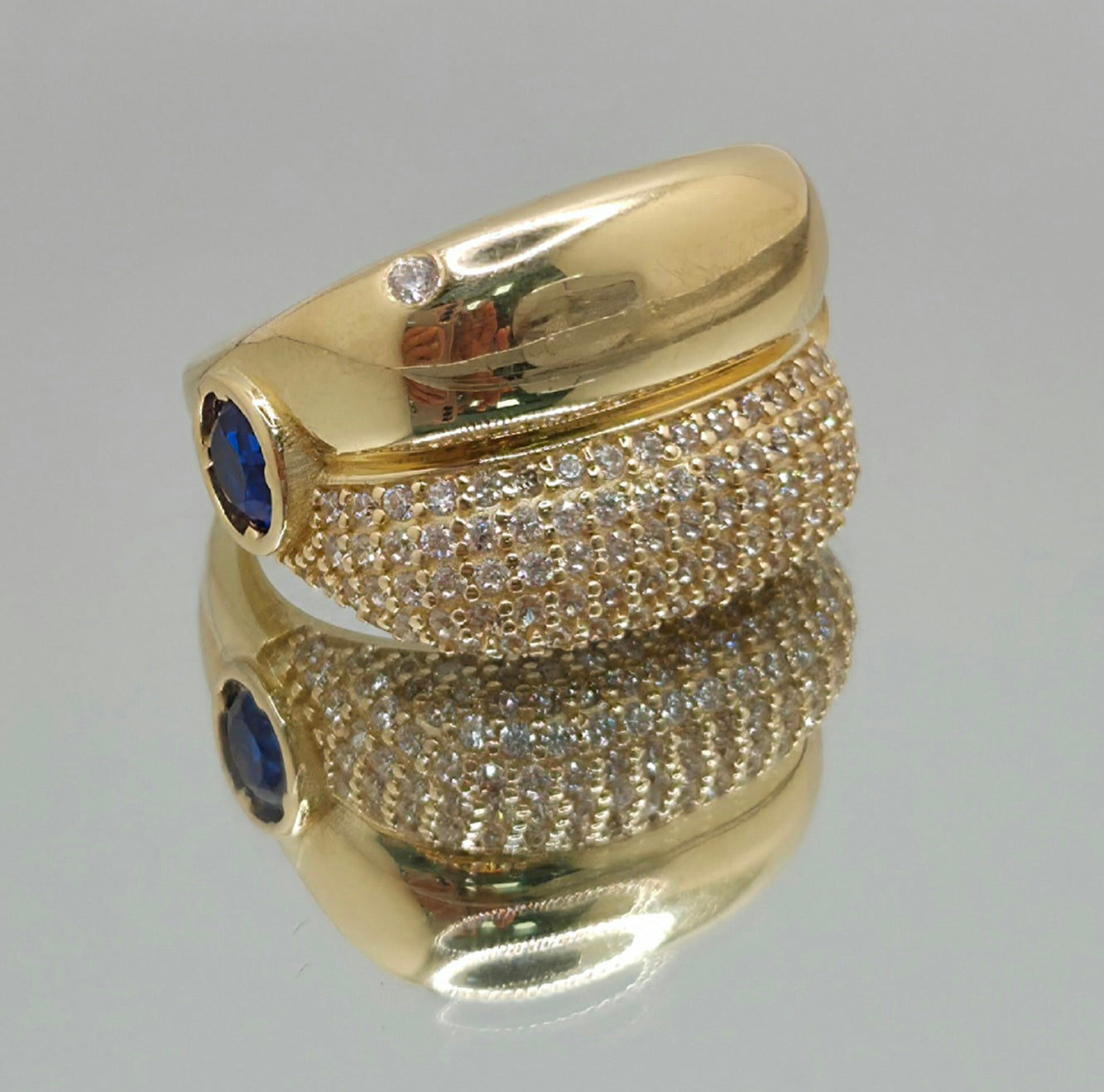 14K CZ MODERN RING WITH BLUE STONE DETAIL – 7 – JY Jewelry Wholesale