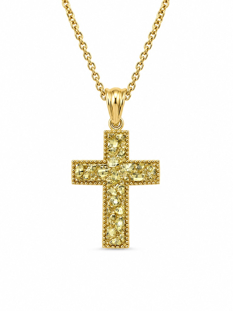 10K NUGGETS DESIGN CROSS PENDANT – SMALL – JY Jewelry Wholesale