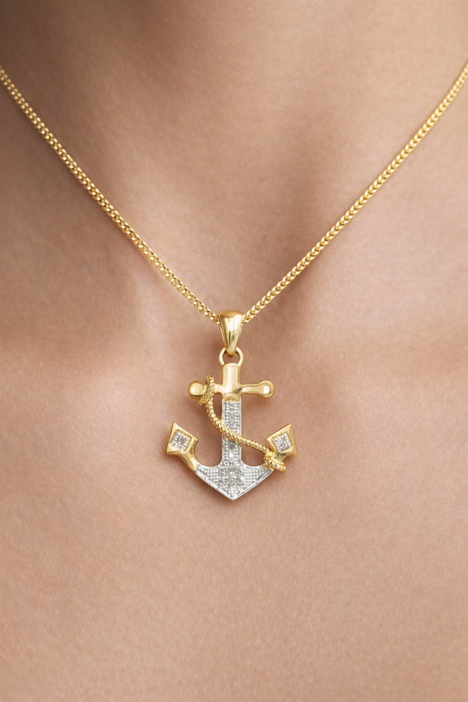10K YELLOW GOLD ANCHOR DIAMOND PENDANT – JY Jewelry Wholesale