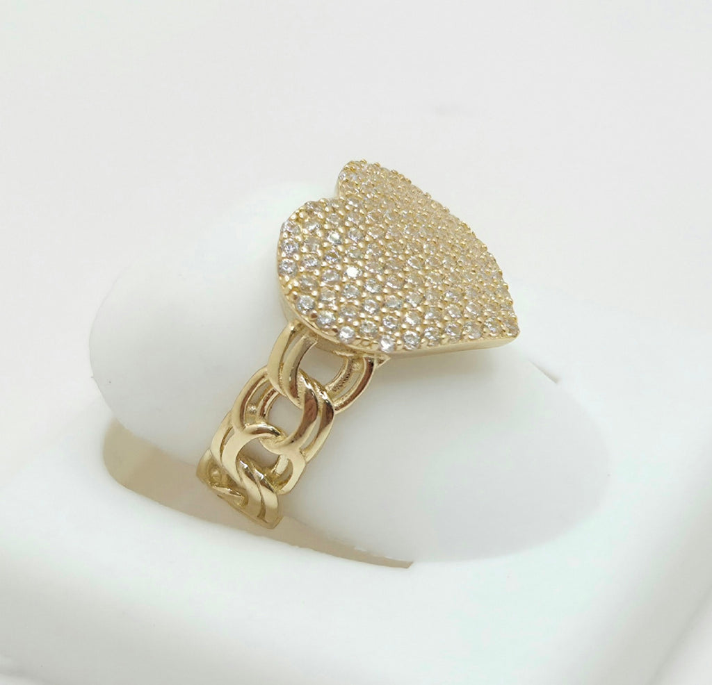 10K CHINO LINK CZ HEART RING – 7 & 8 – JY Jewelry Wholesale
