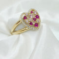 10K PINK TWO TONE STONES HEART RING CZ – 7 – JY Jewelry Wholesale