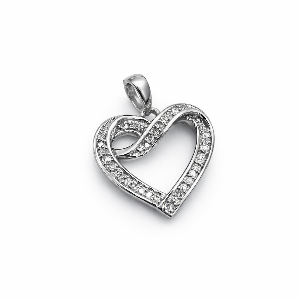 10K WHITE GOLD SMALL HEART SILHOUETTE DIAMOND PENDANT – JY Jewelry Wholesale