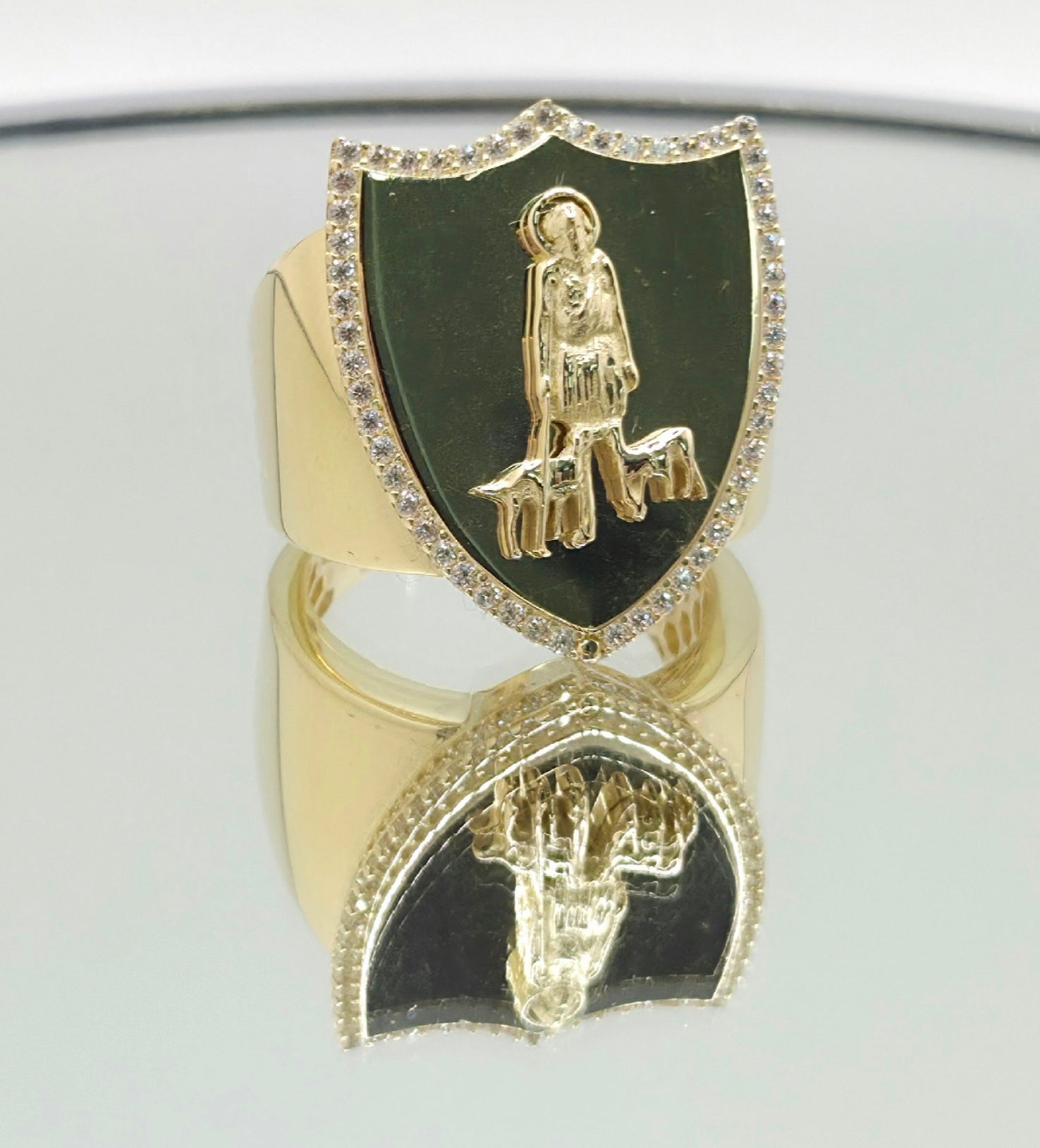 10K CZ SAN LAZARO SHIELD RING – 11 – JY Jewelry Wholesale