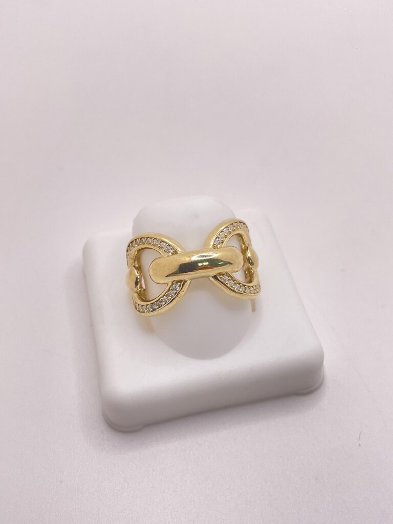 10K LARGE OVAL CHAIN STYLE RING WITH ZIRCONIA – 7 – JY Jewelry Wholesale