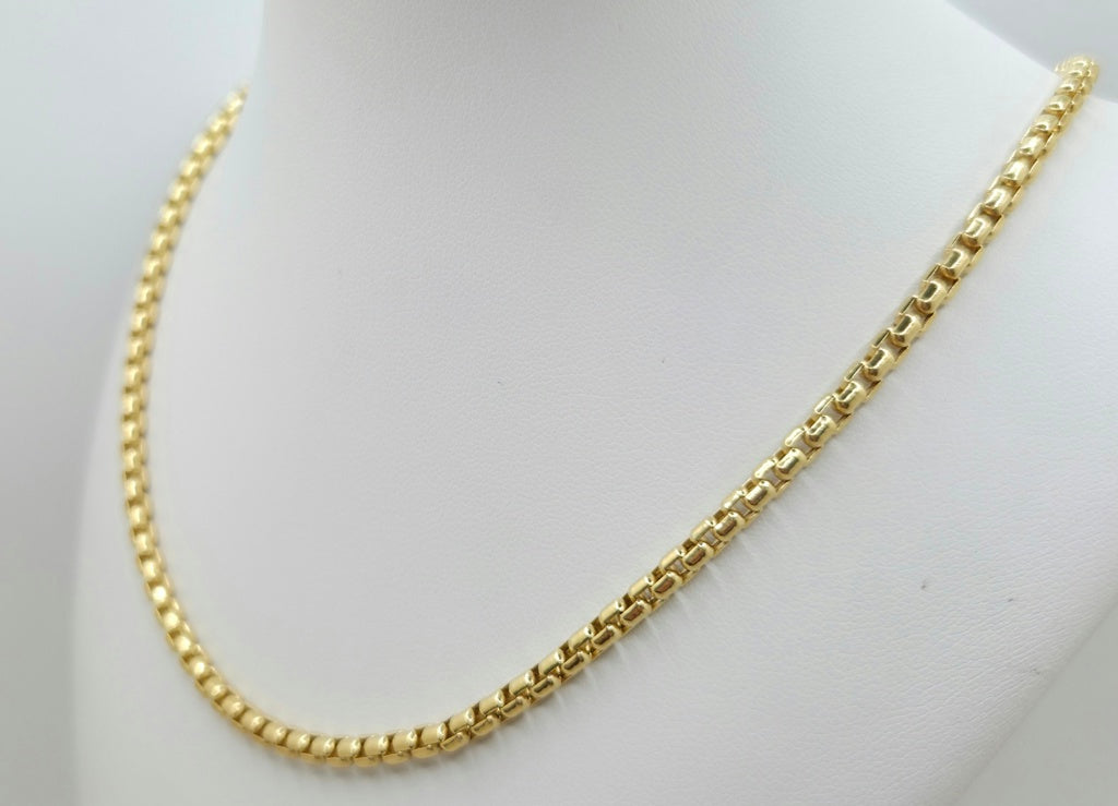 10K ROUND BOX CHAIN – 18" 3.5MM – JY Jewelry Wholesale