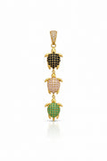 14K MODERN CZ BLACK PINK GREEN TORTOISE PENDANT – JY Jewelry Wholesale