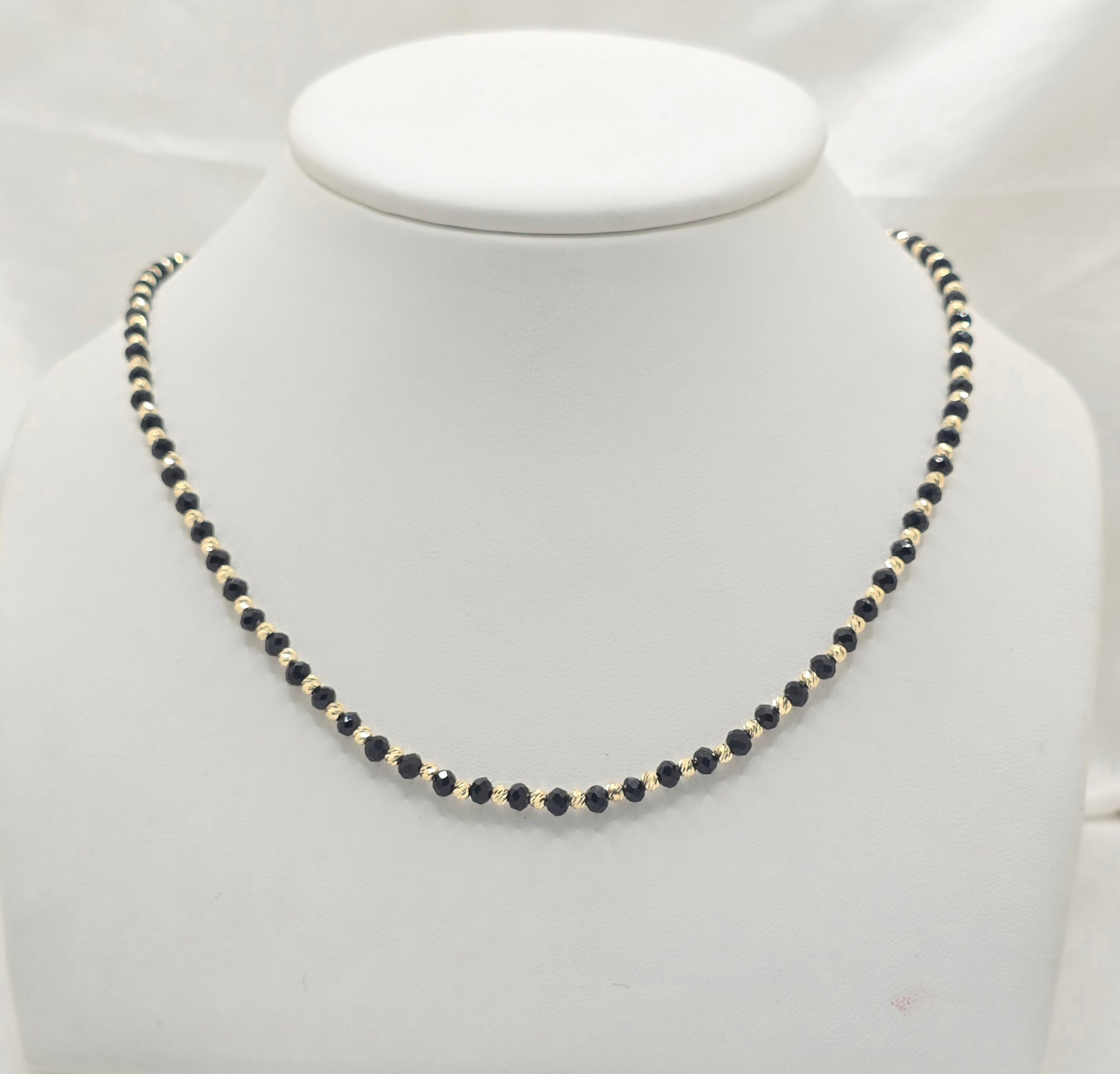 14K YELLOW GOLD BEADED BALL CHAIN BLACK – 18" 4.5MM – JY Jewelry Wholesale