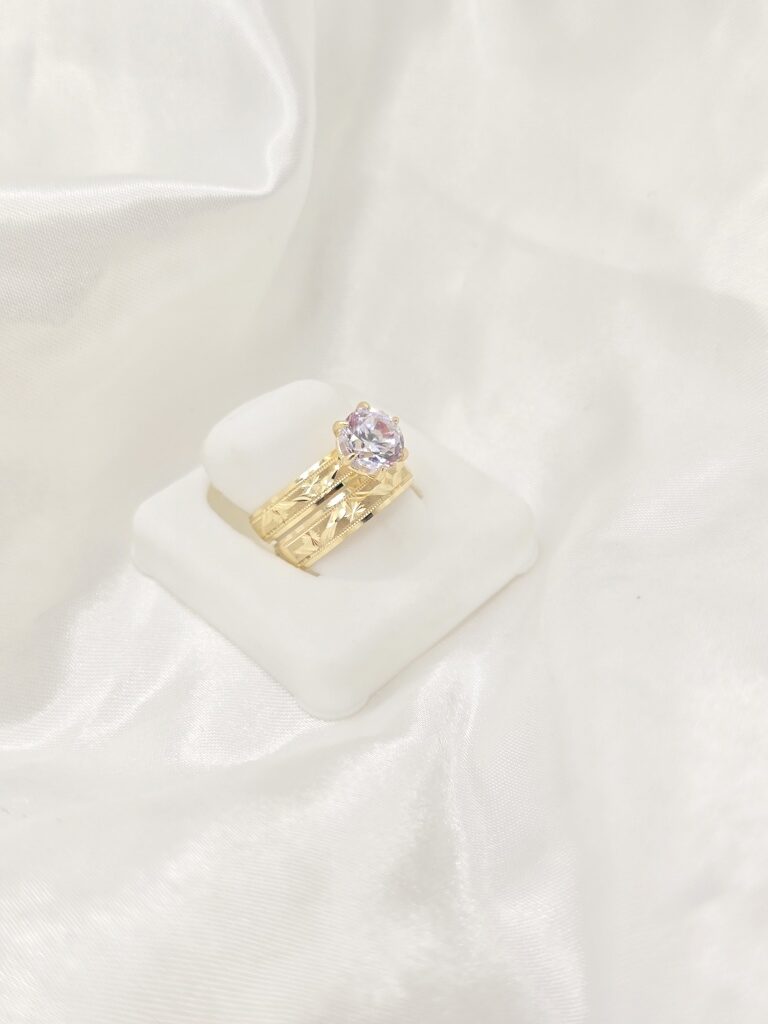 10K HOLLOW WOMEN'S ENGAGEMENT RING WITH ASTERISK DESIGN – 7 – JY Jewelry Wholesale