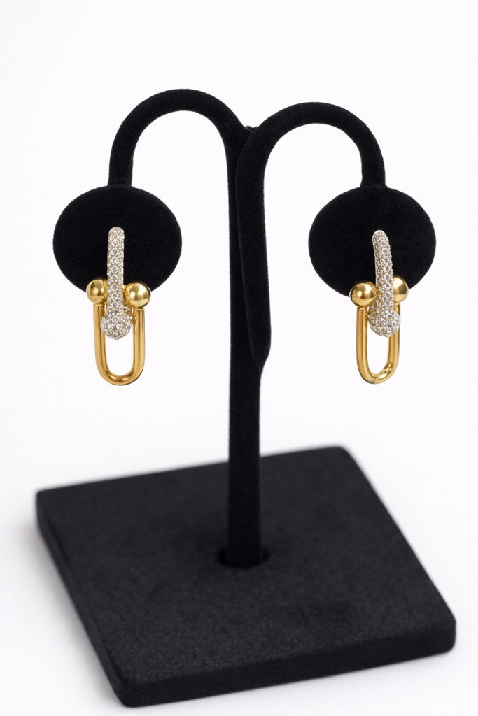 14K SMALL ELEGANT CZ PAPER CLIP DESIGN EARRINGS – JY Jewelry Wholesale